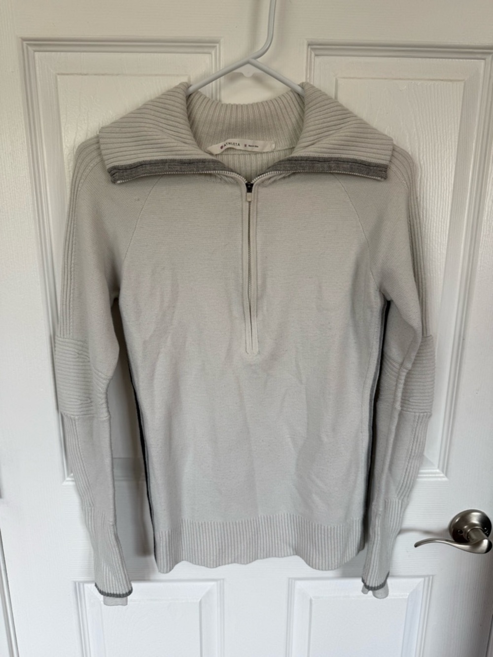 Athleta Light Gray Half-Zip Pullover Sweater